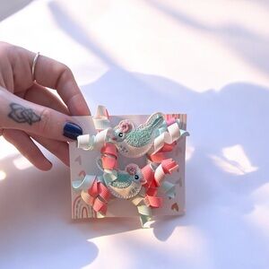 Gymboree Blue and Pink Bird Hair Clips